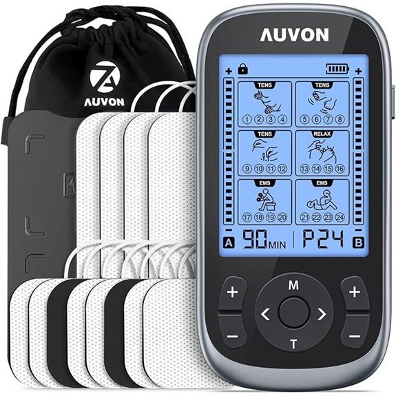 Auvon 3-In-1 Tens Unit With 12 Pads