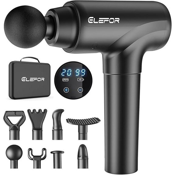 Elefor Deep Tissue Massage Gun With 8 Heads